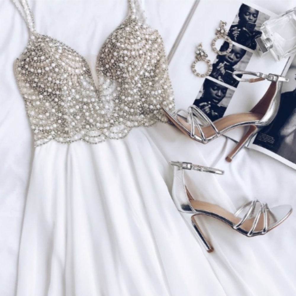 Lulu’s True Love White Beaded Rhinestone Dress